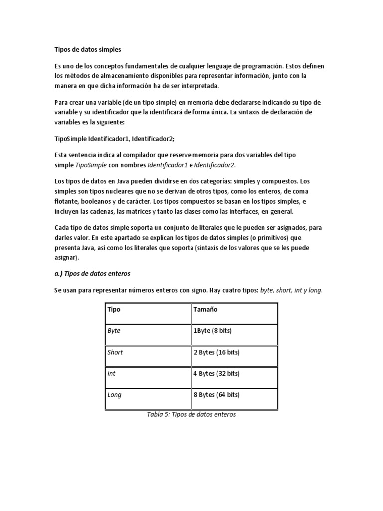 Tipos de Datos Java 7 | PDF