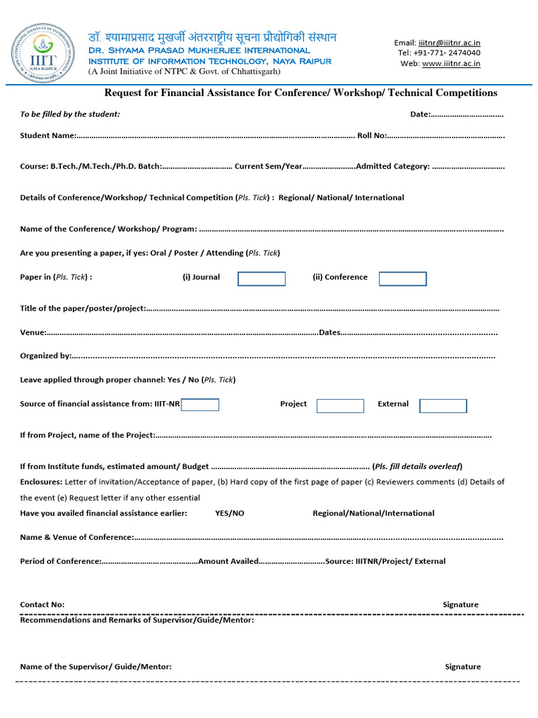 Financial Assistance Request Form | PDF | Business