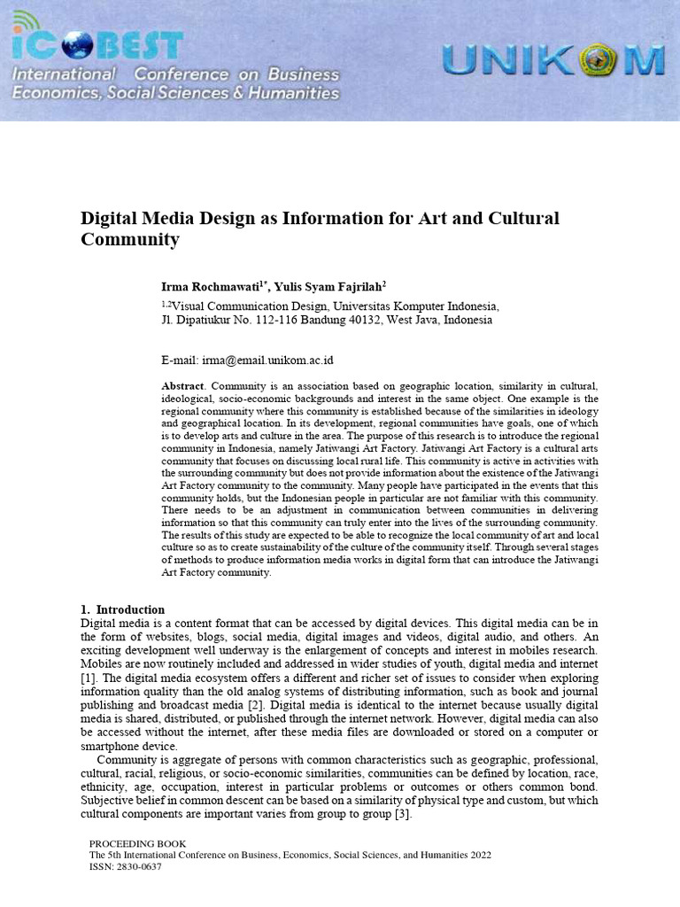 Digital Media Design As Information For Art and Cultural Community ...