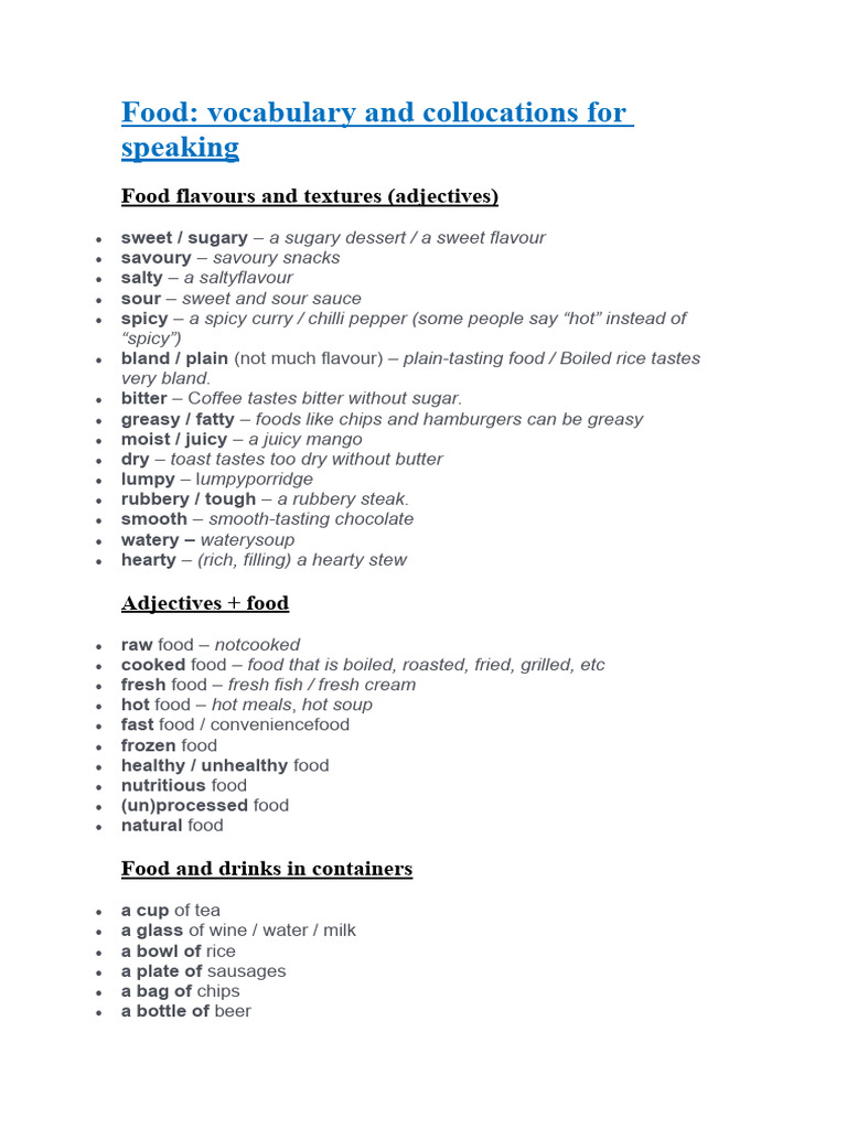 Food and Drink Vocabulary | Download Free PDF | Meal | Foods