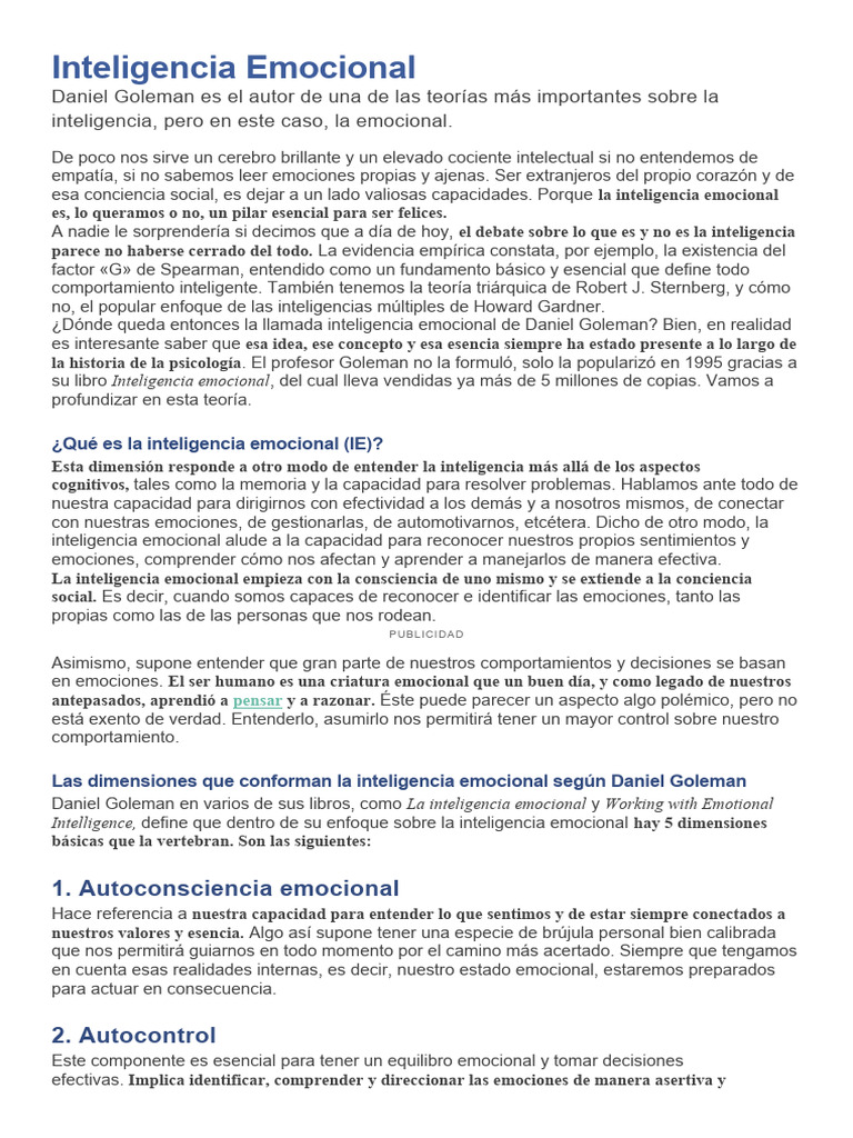 Inteligencia Emocional | PDF | Inteligencia emocional | Las emociones
