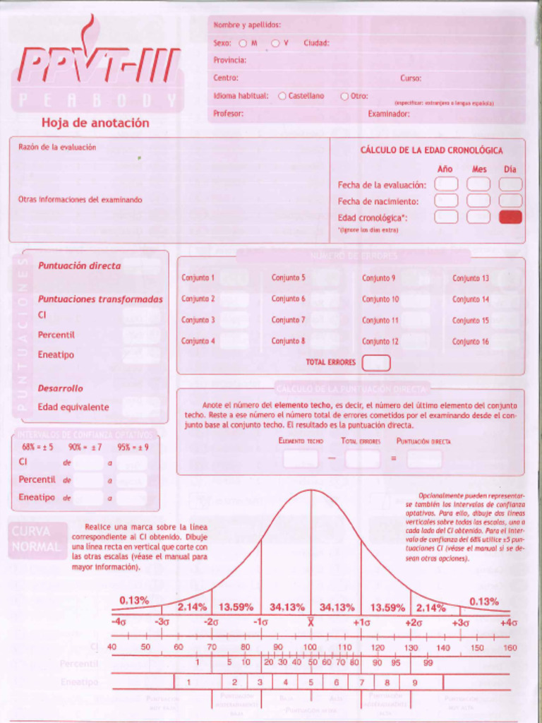 PPVT III Hoja de Anotación | PDF