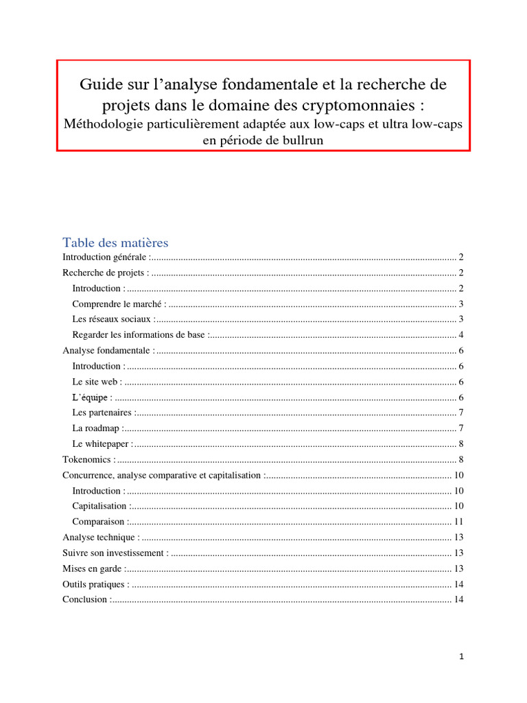 Guide Sur Lanalyse Fondamentale Crypto - BtcBusiness | PDF | Crytomonnaies  | Marché (Économie)