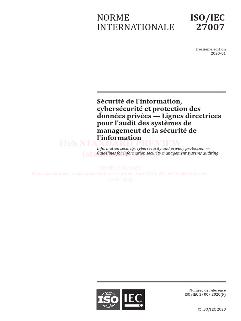Iso Iec 27007 2020 | PDF | Sécurité des systèmes d'information | Sécurité
