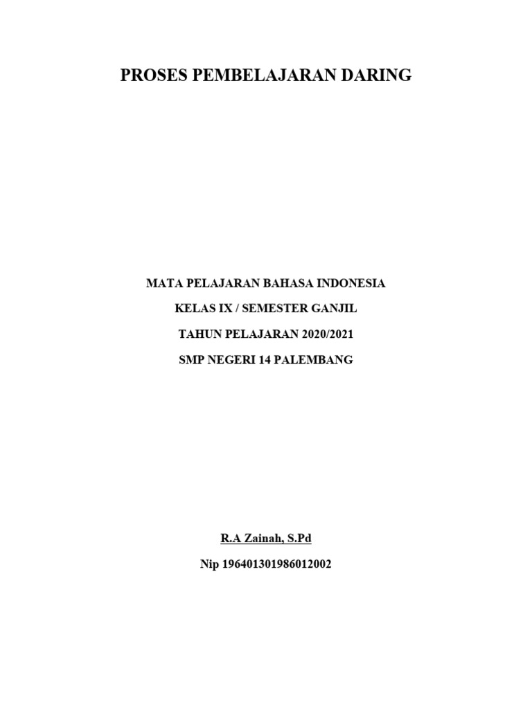 Pembelajaran Daring Bahasa Indonesia Kelas IX | PDF