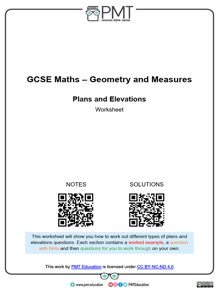 GCSE Maths: Plans and Elevations Worksheet | PDF | Length | Euclidean ...