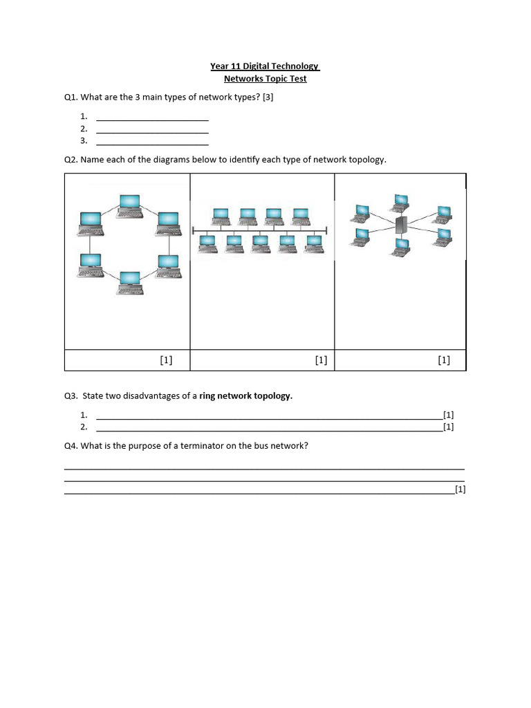 Year 11 Networks Topic Test | PDF | Computer Network | Cyberspace
