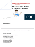Subject: Advance Nursing Pratice: Lesson Plan On Nursing As A Profession