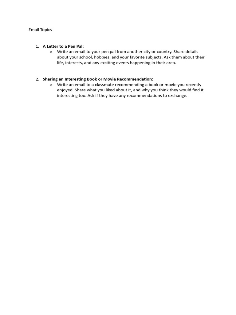 Email Topics | PDF | Social Science | Wellness