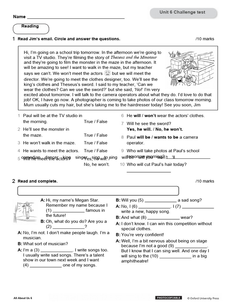 Unit 6 Challenge Test Overview | PDF