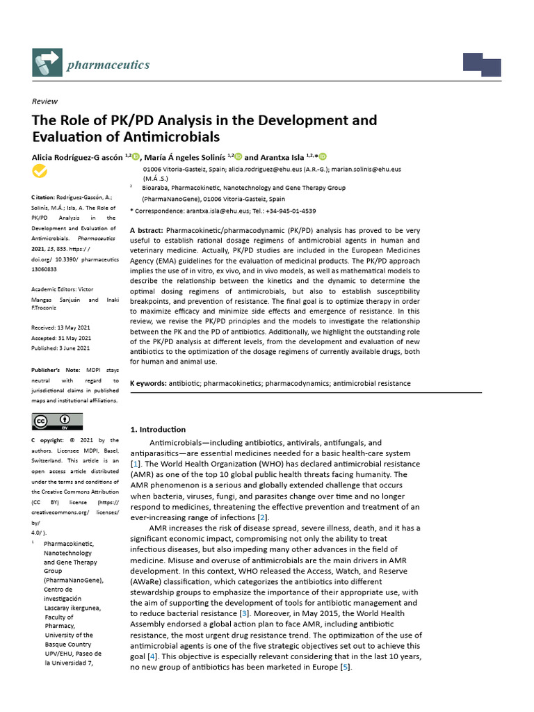 PK/PD Analysis in Antimicrobial Development | PDF | Antimicrobial ...