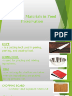 Tools and Materials in Food Preservation