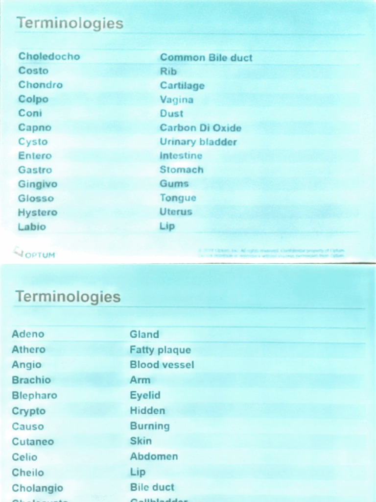 Medical Terminology Glossary | PDF