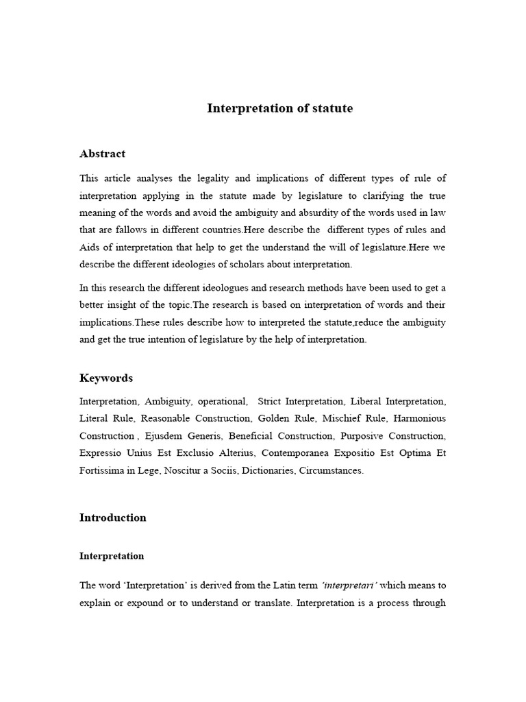 Statutory Interpretation Rules Explained | PDF | Statutory ...