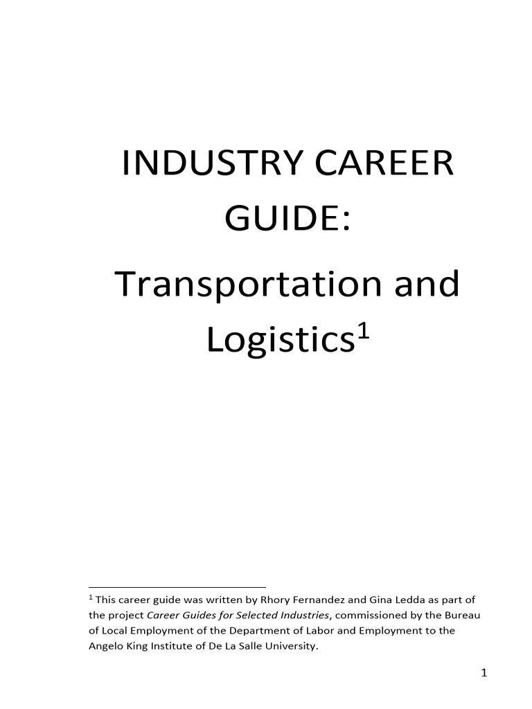 Transportation and Logistics Career Guide | PDF | Transport | Port