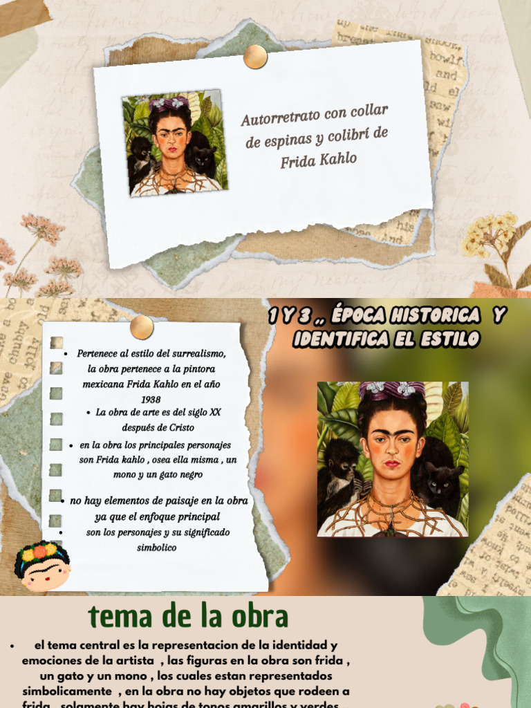 Autorretrato Con Collar de Espinas y Colibrí de Frida Kahlo - 20231002 ...