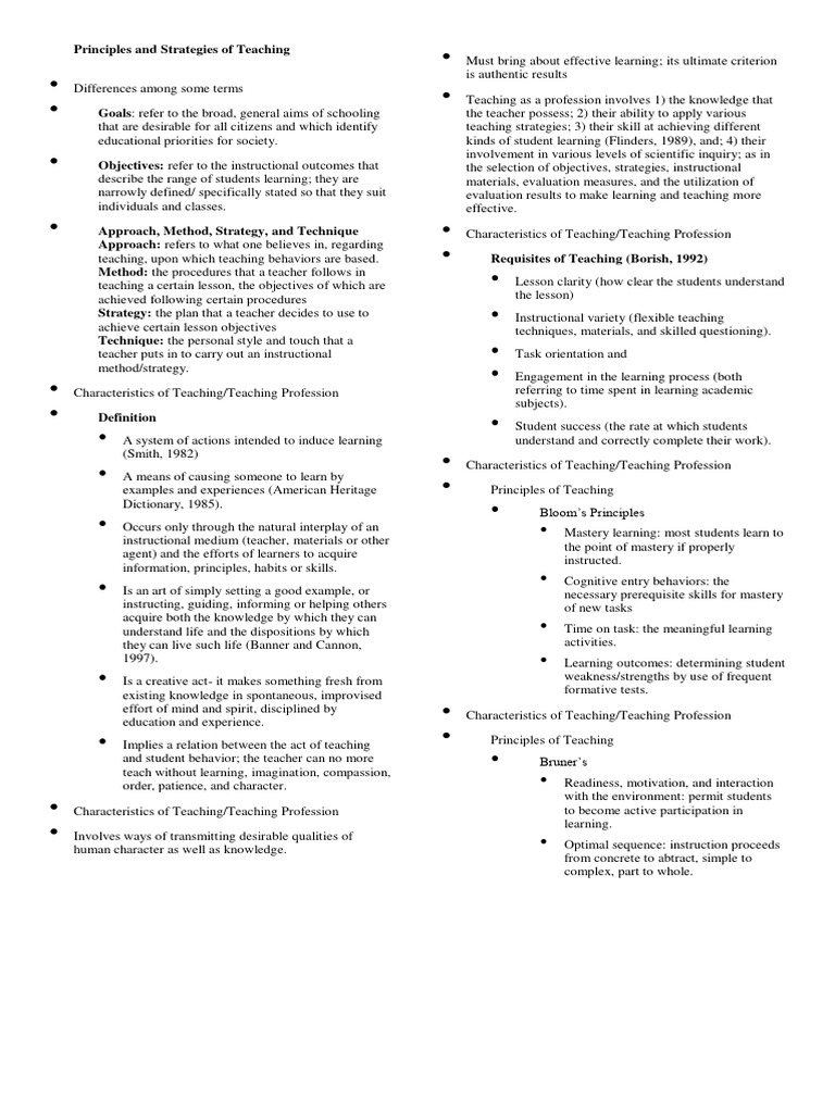 Principles and strategies of teaching pdf learning teachers