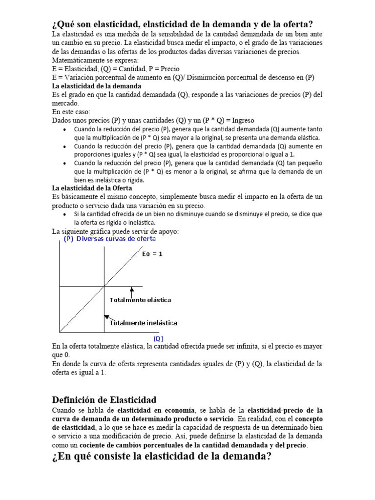Elasticidad de la demanda y oferta explicada | PDF | Elasticidad ...