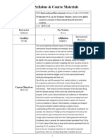 112 - 1 Syllabus of International Investments For Graduate Students 112 - 1