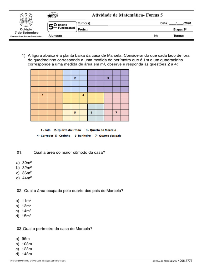 5º Ano Ngs Tarefa de Matemática Forms Fm5 | PDF