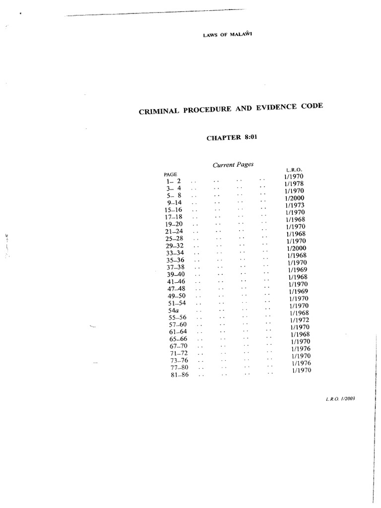 Malawi Criminal Procedure and Evidence Code | PDF