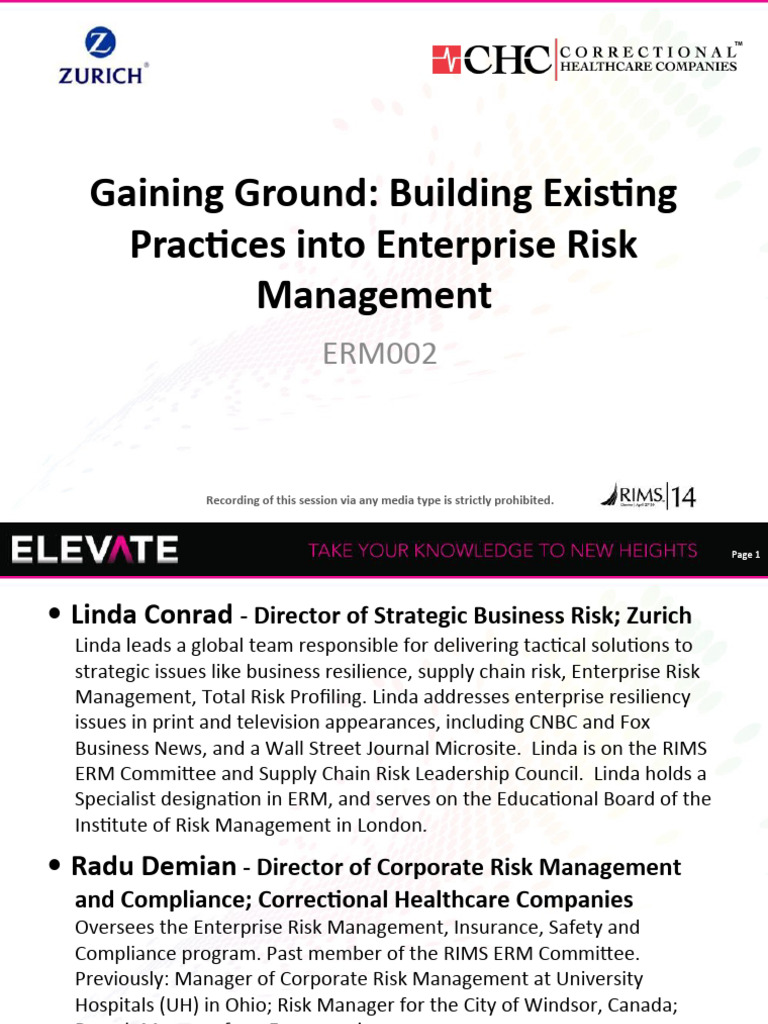 Building Existing Practices Into An Enterprise Risk Management | PDF ...