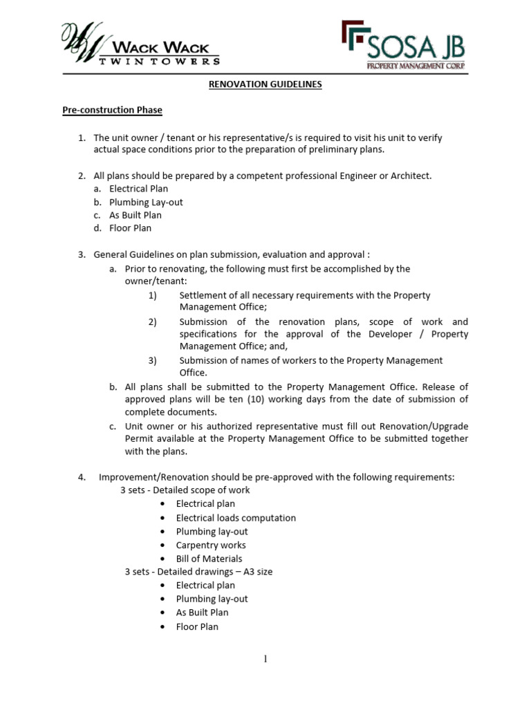 Fitting-out and renovation works - JTC - Industrial Apartment Renovation Regulations