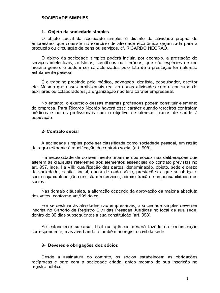 Aula 8 - Sociedade Simples | PDF | Roubo | Justiça