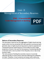 Unit - Ii Management of Secondary Reserves: (FM) - Ii Semestermba Funds Management in Banking & Insurance
