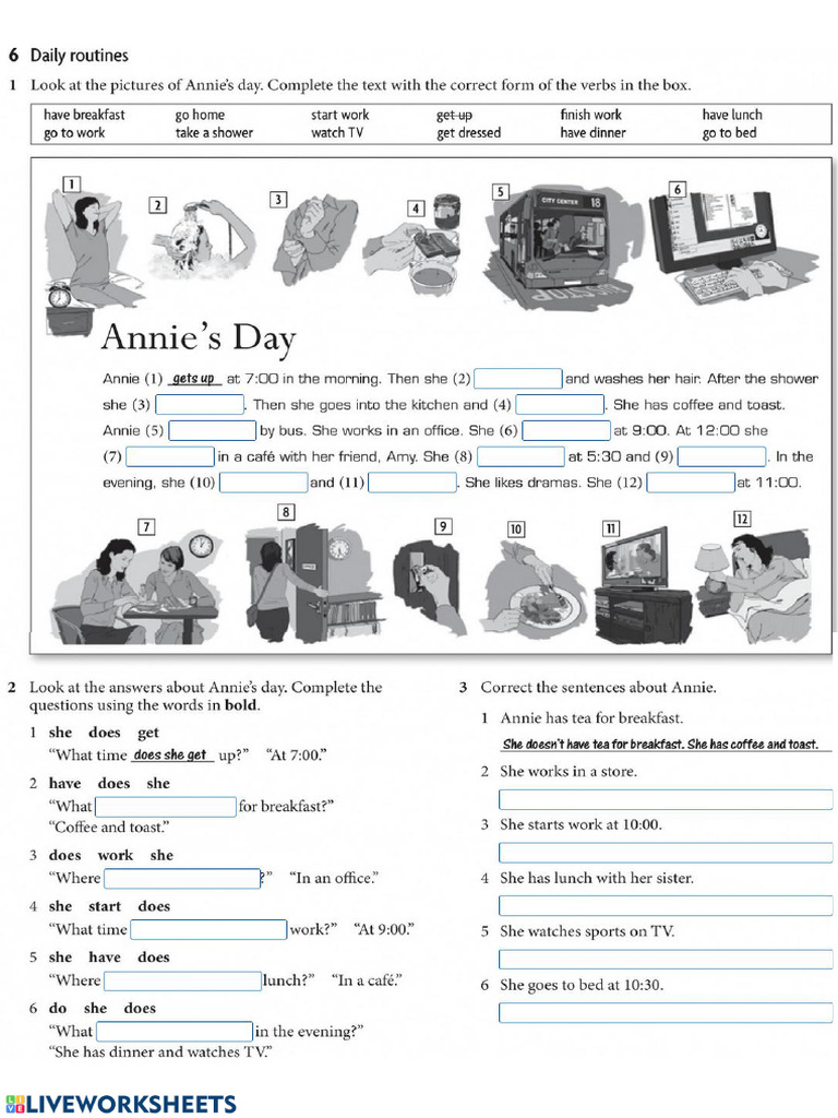 2 - Daily Routines & Present Simple (Worksheet) | PDF