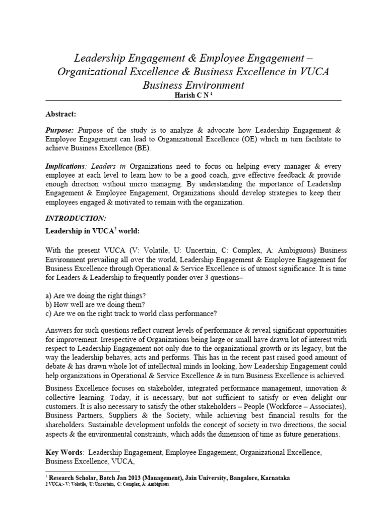 Leadership & Employee Engagement for Excellence | PDF | Leadership ...