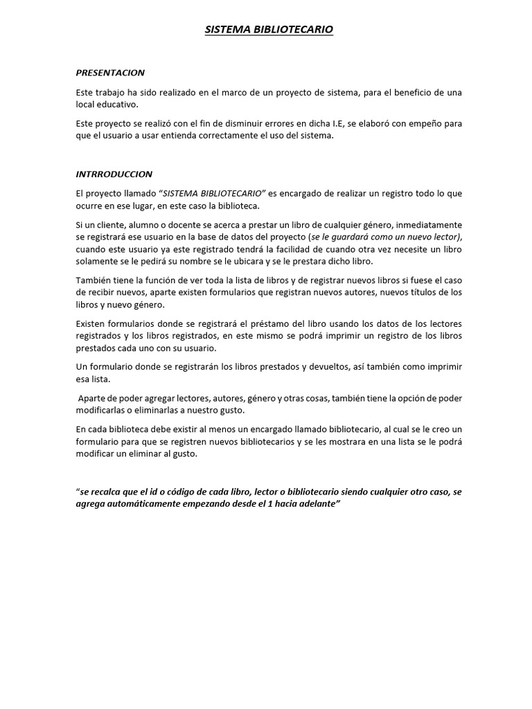 Sistema Bibliotecario para Instituciones Educativas | PDF | Caso de uso ...