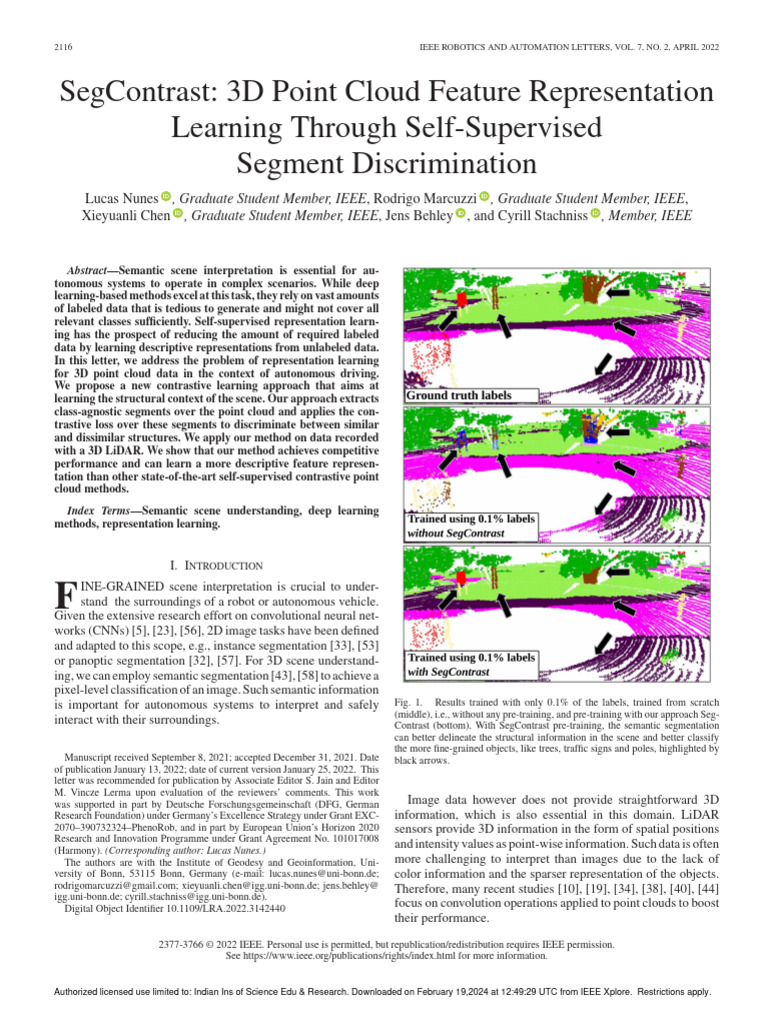 Self-Supervised 3D Point Cloud Learning | PDF | Image Segmentation | Lidar