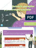 Ordinea Efectuarii Operatiilor Si Folosirea Parantezelor - Prezentare PowerPoint