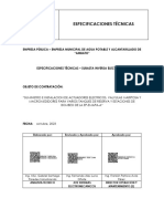 Especificaciones Técnicas: Empresa Pública - Empresa Municipal de Agua Potable Y Alcantarillado de "Ambato"