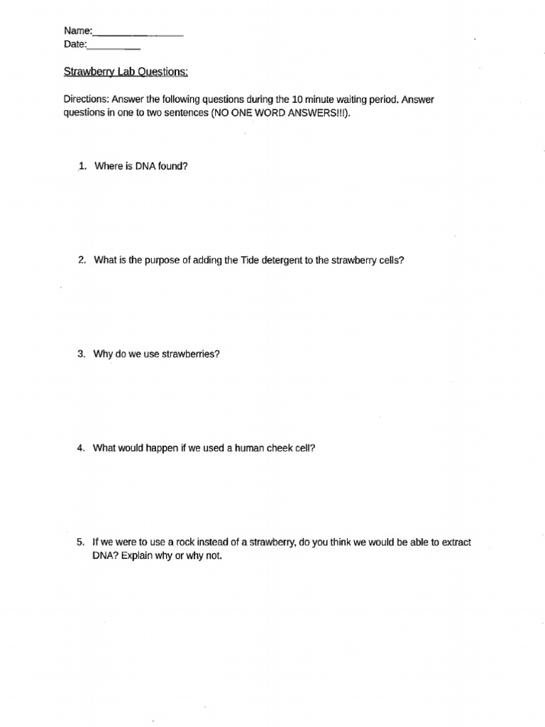 Strawberry lab questions and review pdf