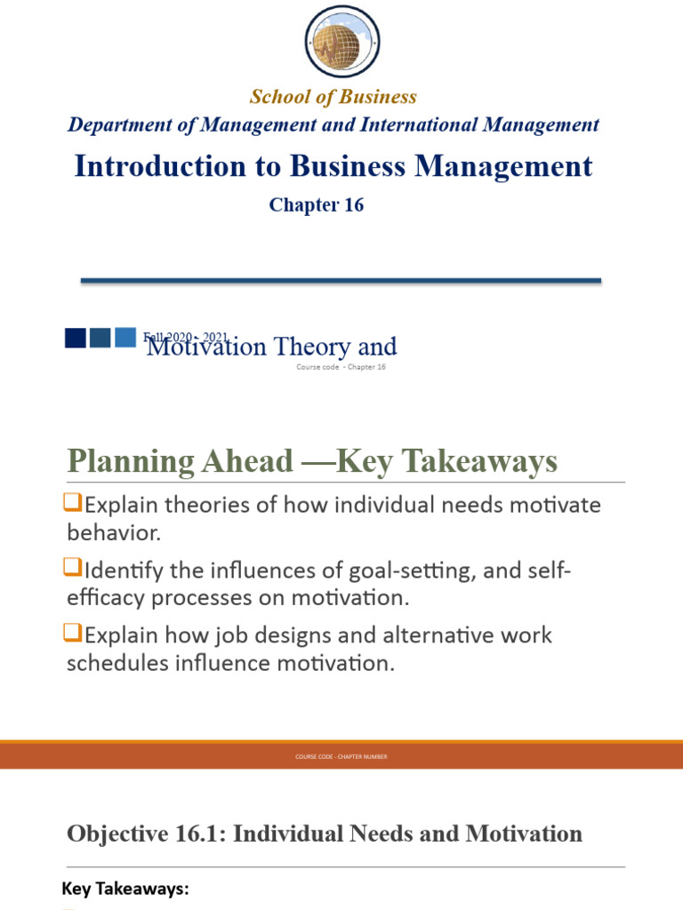 BMGT200 - Chapter 16 - Part 16.1 | PDF | Motivational | Motivation