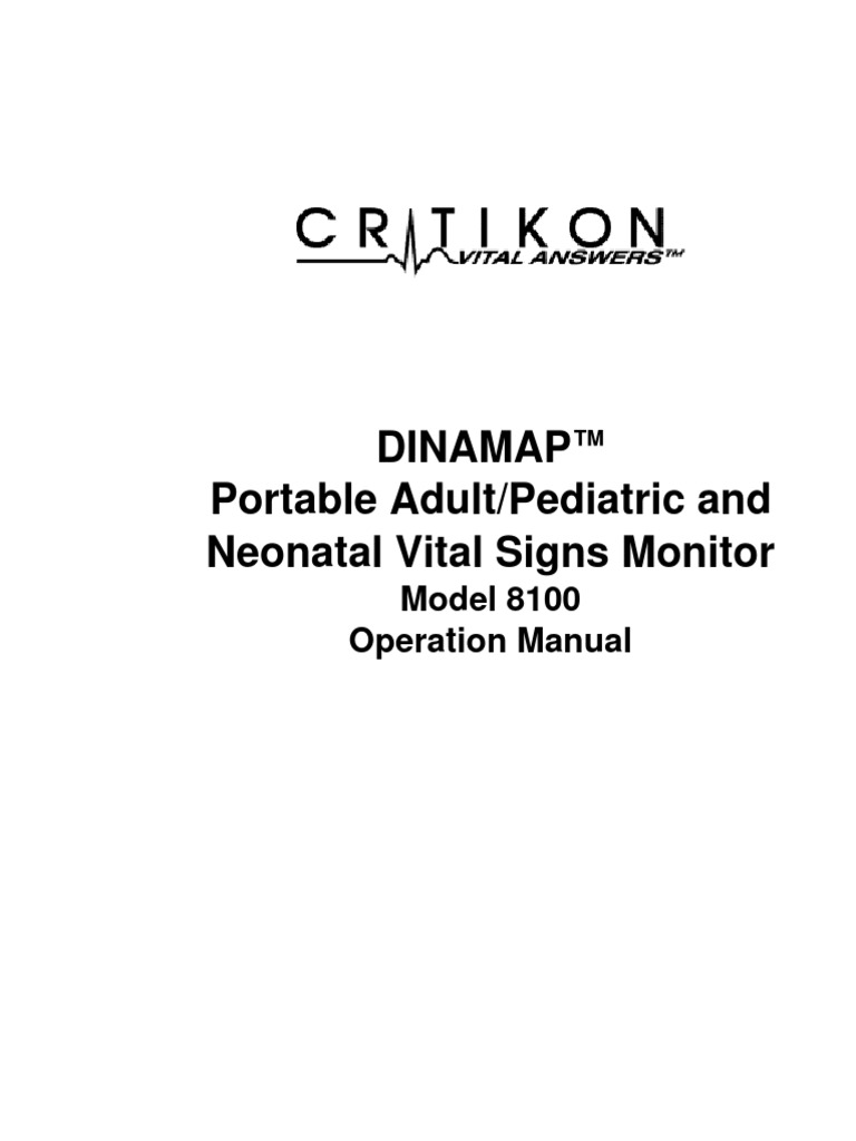 Critikon Dinamap 8100 - Manual Operacion | PDF