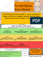 Herbs and Spices Choice Board-20 Points