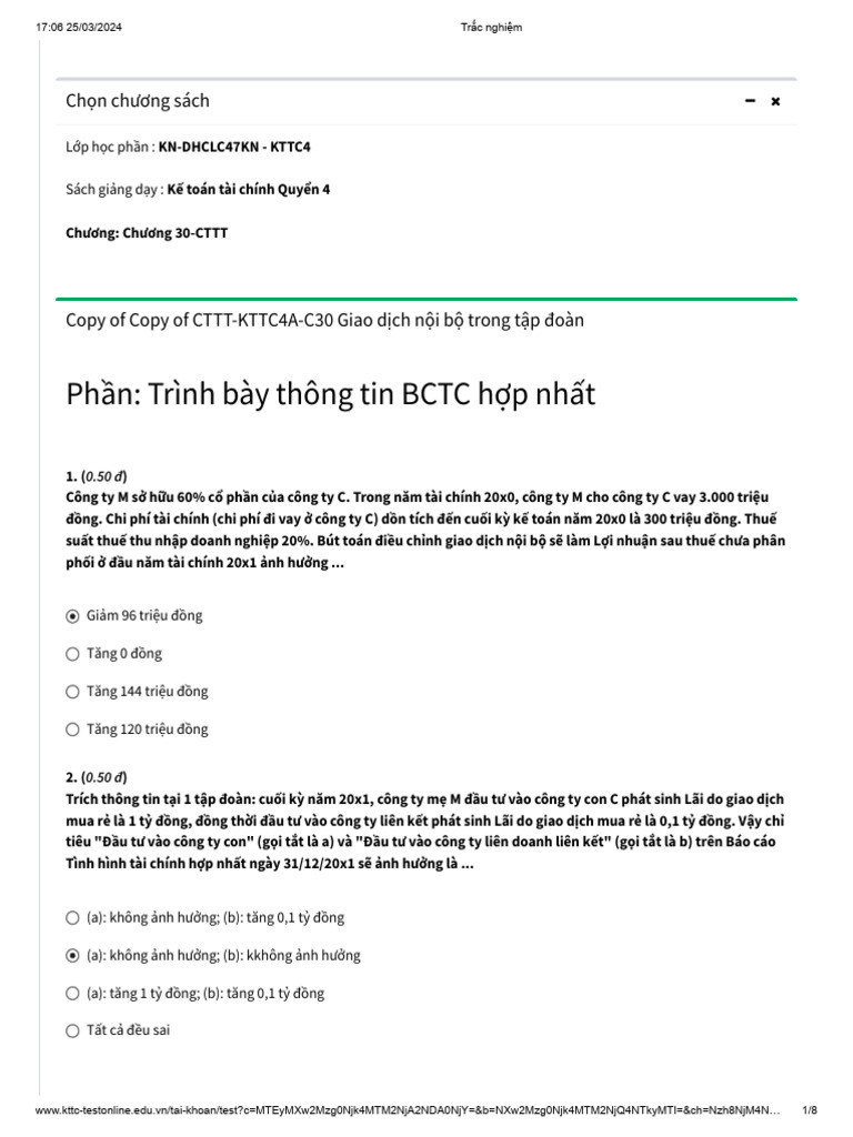 Phần: Trình bày thông tin BCTC hợp nhất | PDF