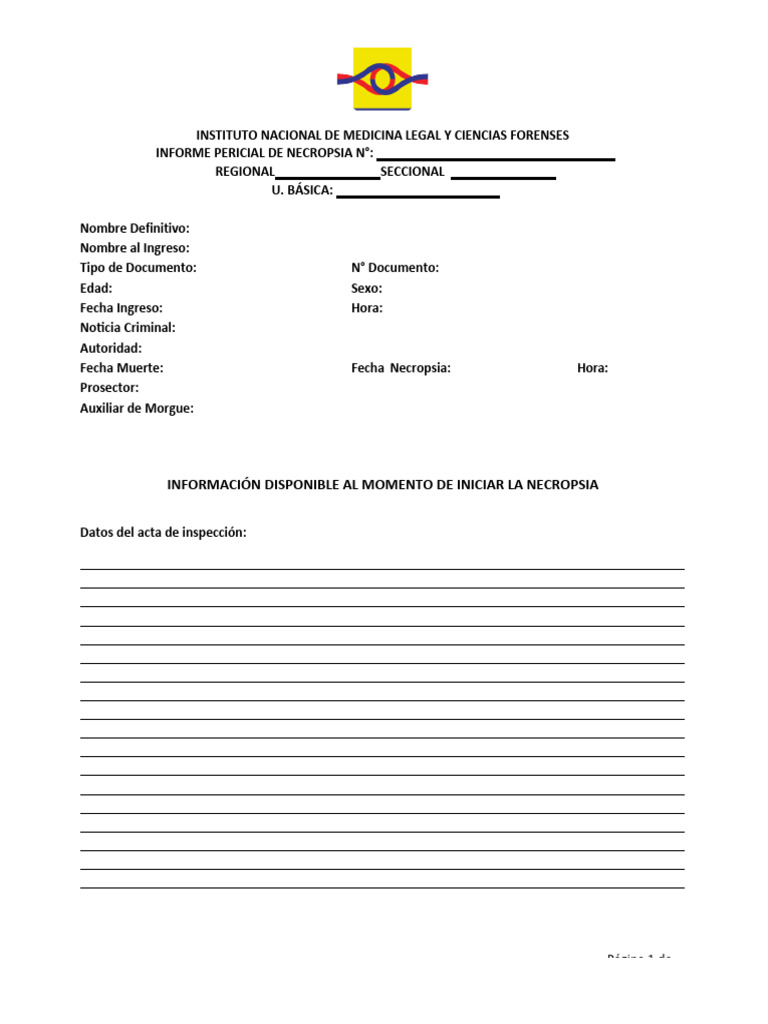 NECROPSIA FORMATO - INMLCF (1) (1) | PDF | Jurisprudencia médica ...