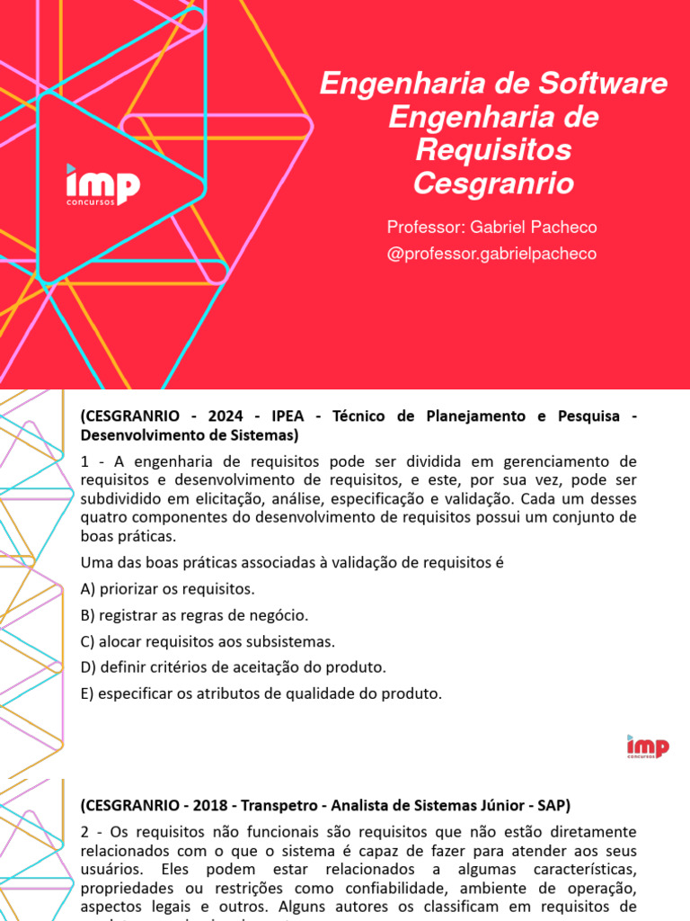 Engenharia de Requisitos em Software | PDF | Análise de sistemas ...