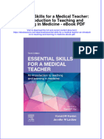 Download ebook Essential Skills For A Medical Teacher An Introduction To Teaching And Learning In Medicine Pdf full chapter pdf