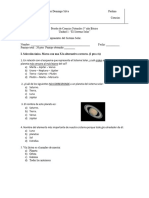 Prueba de Ciencias Naturales Sistema Solar