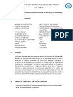 SÍLABO DE LA UNIDAD DIDÁCTICA DE EVALUACIÓN DE PROYECTOS DE INVERSIÓN