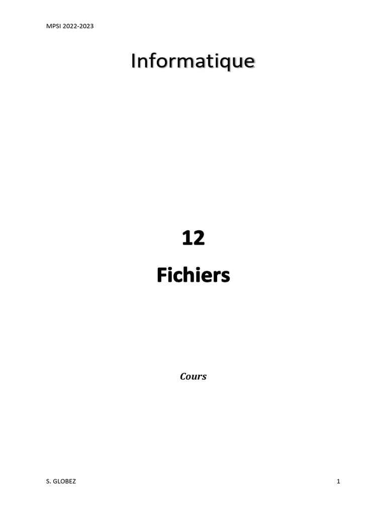 Gestion des fichiers en Python MPSI 2023 | PDF | Fichier texte ...