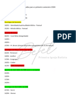 Pauta de Pregações e Estudos para o Primeiro Semestre 20224