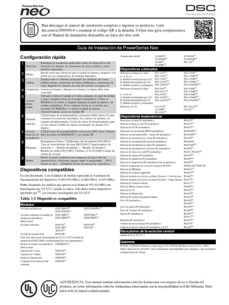 NEO HS2016 2032 2064 2128 V1 35 Installation Guide 29009826R002 Spanish ...