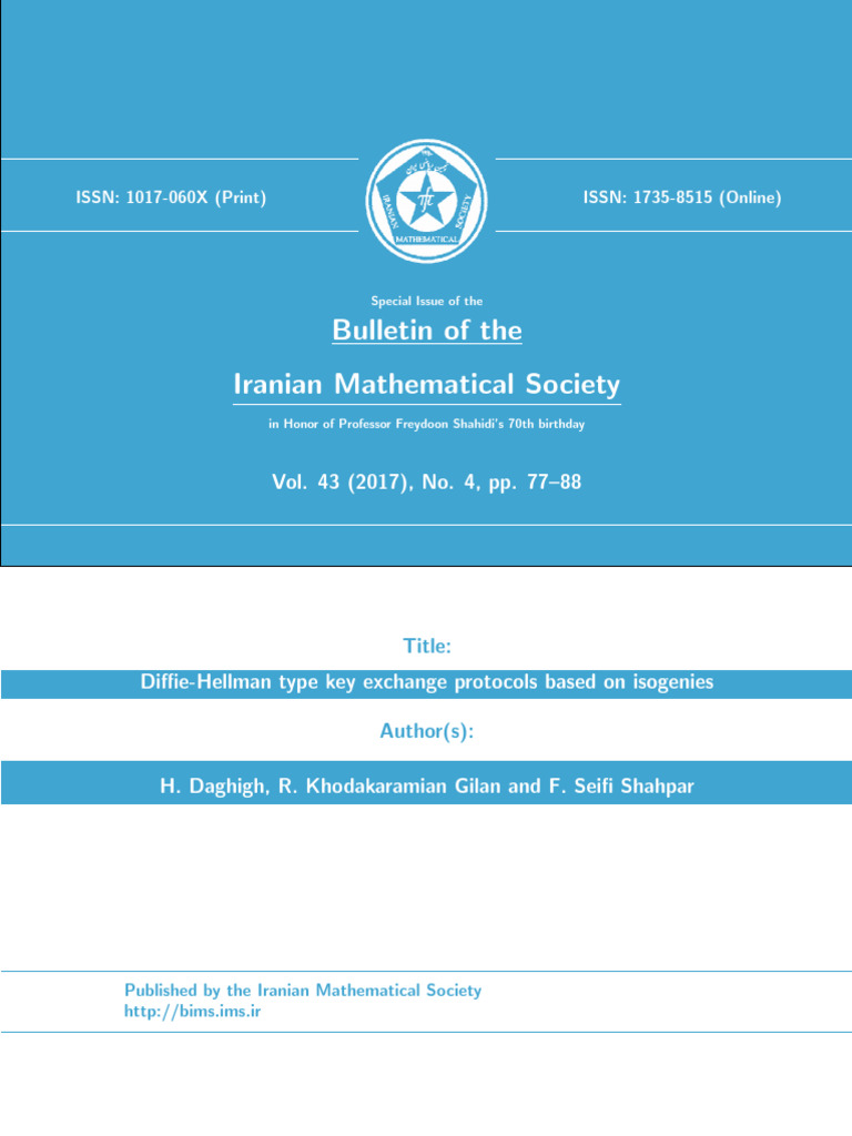 Diffie Hellman Type Key Exchange Protoco | PDF | Secure Communication ...