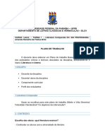 Plano de Trabalho Literatura Comparada